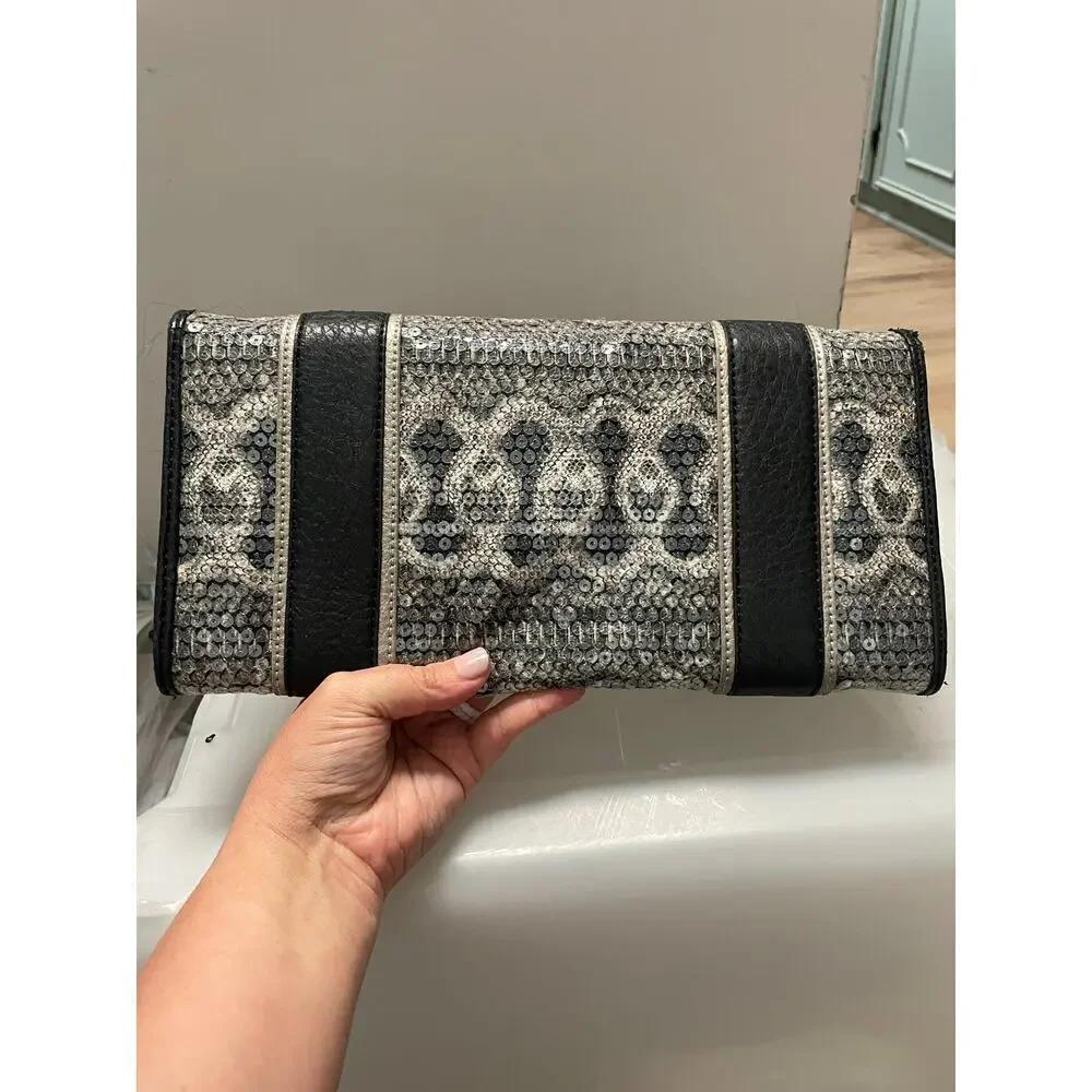 Christian Audigier Snake Clutch Magnetic Closure Python Envelope Purse